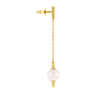 Kiku Glow Earrings in 18K Yellow Gold With a Freshwater Pearl on a Golden Chain