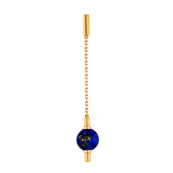 Kiku Glow Earrings in 18K Yellow Gold With a Lapiz Lazuli Stone on a Golden Chain