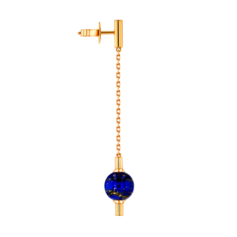 Kiku Glow Earrings in 18K Yellow Gold With a Lapiz Lazuli Stone on a Golden Chain