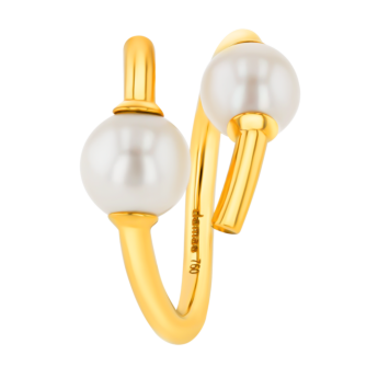 Kiku Glow Open Ring in 18K Yellow Gold With Two Freshwater Pearls