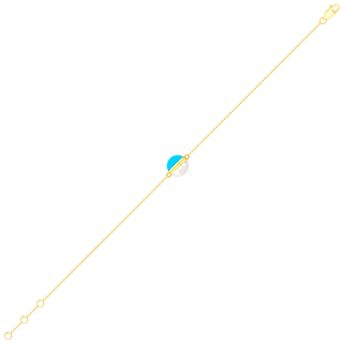 Kiku Glow Sphere Bracelet In 18K Yellow Gold With Freshwater Pearl and Turquoise Stone