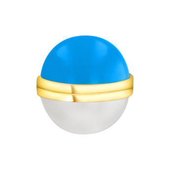 Kiku Glow Sphere Earrings In 18K Yellow Gold With Freshwater Pearls and Turquoise Stones