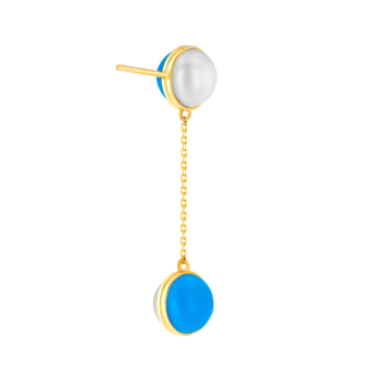 Kiku Glow Sphere Earrings In 18K Yellow Gold With Freshwater Pearls and Turquoise Stones