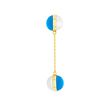 Kiku Glow Sphere Earrings In 18K Yellow Gold With Freshwater Pearls and Turquoise Stones