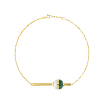 Kiku Glow Sphere 18k Gold Malachite and Freshwater Pearl Bracelet