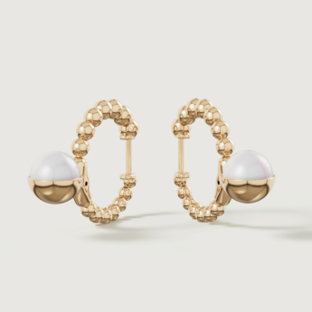 أقراط كيكو غلو لونا من لؤلؤ المياه العذبة والذهب عيار 18 قيراط