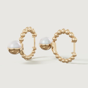 أقراط كيكو غلو لونا من لؤلؤ المياه العذبة والذهب عيار 18 قيراط