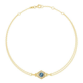 Kanzi Amulet 18k Yellow Gold Blue Topaz and Diamond Bracelet
