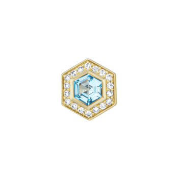 Kanzi Amulet 18k Yellow Gold Blue Topaz and Diamond Earrings