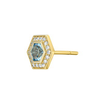 Kanzi Amulet 18k Yellow Gold Blue Topaz and Diamond Earrings