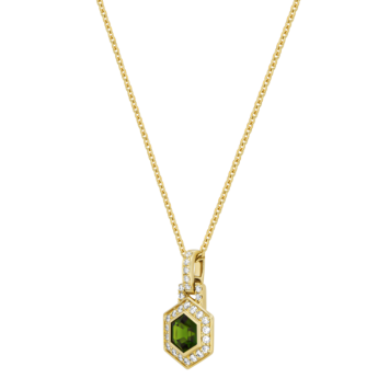 قلادة كنزي أميوليت من الذهب الأصفر عيار 18 قيراط مرصعة بالديوبسايد والألماس