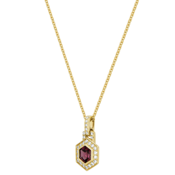 قلادة كنزي أميوليت من الذهب الأصفر عيار 18 قيراط مرصعة بالرودولايت والألماس