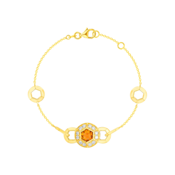 سوار كنزي بالذهب الأصفر 18 قيراطًا مزين بالسيترين البرتقالي والألماس.