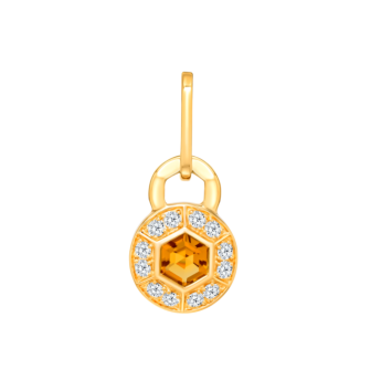 أقراط كنزي بالذهب الأصفر 18 قيراطًا مزينة بالسيترين البرتقالي والألماس.