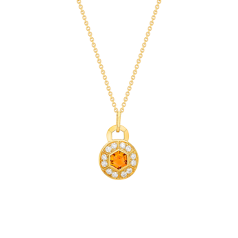 عقد كنزي بالذهب الأصفر 18 قيراطًا مزين بالسيترين البرتقالي والألماس.
