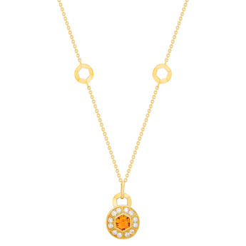 عقد كنزي بالذهب الأصفر 18 قيراطًا مزين بالسيترين البرتقالي والألماس.