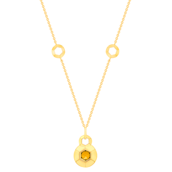 عقد كنزي بالذهب الأصفر 18 قيراطًا مزين بالسيترين البرتقالي والألماس.