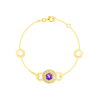 سوار كنزي بالذهب الأصفر 18 قيراطًا مزين بالأماثيست الأرجواني والألماس.