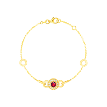 سوار كنزي بالذهب الأصفر 18 قيراطًا مزين بالتورمالين الوردي والألماس.