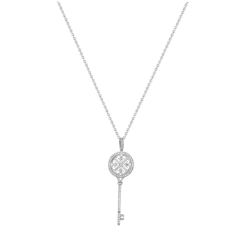 Lace Key 18k White Gold Diamond Necklace