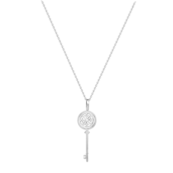 Lace Key 18k White Gold Diamond Necklace
