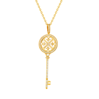 قلادة مفتاح لايس من الذهب الأصفر عيار 18 قيراط والألماس