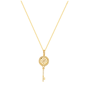قلادة مفتاح لايس من الذهب الأصفر عيار 18 قيراط والألماس