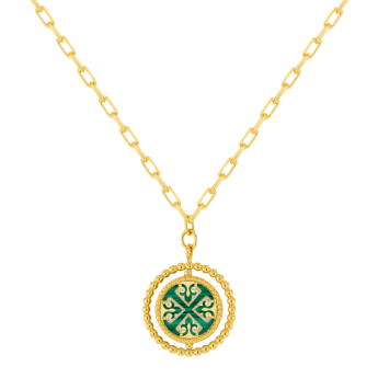 عقد سلسلة واحدة من Lace مع ميدالية من المالاشيت