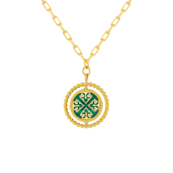 عقد سلسلة واحدة من Lace مع ميدالية من المالاشيت