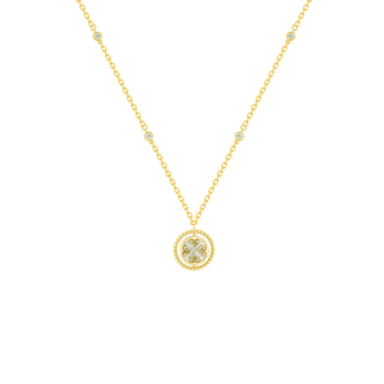 Lace Lustrous 18k Yellow Gold Necklace with Diamond and Mother of Pearl