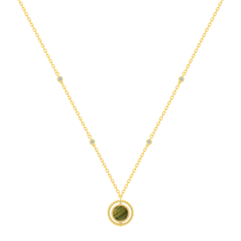 Lace Lustrous 18k Yellow Gold Necklace with Diamond and Mother of Pearl