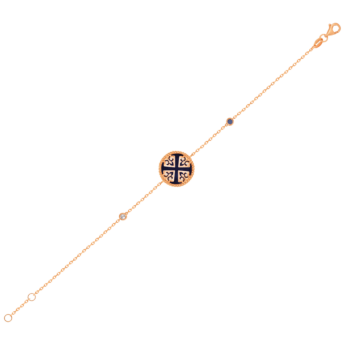 Lace Single Medallion Bracelet in 18K Rose Gold With Lapiz Lazuli and Blue Sapphire And Diamonds