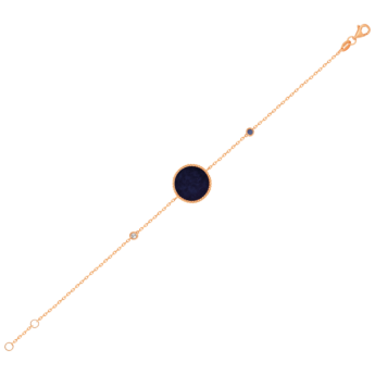 Lace Single Medallion Bracelet in 18K Rose Gold With Lapiz Lazuli and Blue Sapphire And Diamonds