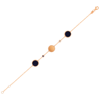 Lace Triple Medallion Bracelet in 18K Rose Gold With Lapiz Lazuli and Blue Sapphire And Diamonds