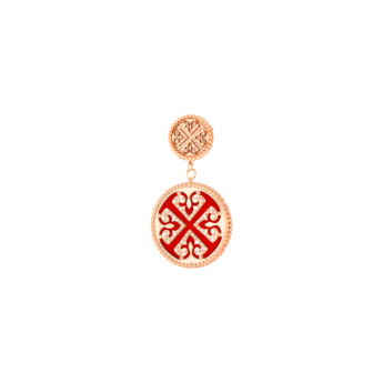 Lace Double Medallion Earrings in 18K Rose Gold With Red Carnelian And Diamonds
