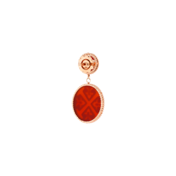 Lace Double Medallion Earrings in 18K Rose Gold With Red Carnelian And Diamonds