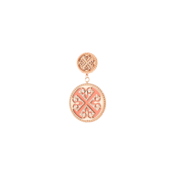 Lace Double Medallion Earrings in 18K Rose Gold With Pink Opal And Diamonds