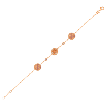 Lace Triple Medallion Bracelet in 18K Rose Gold With Pink Opal, Pink Sapphire And Diamonds