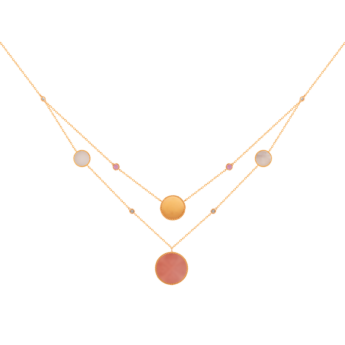 Lace Two-Layered Necklace in 18K Rose Gold Including Four Medallions With Pink Opal, Pink Sapphire, White MOP And Diamonds