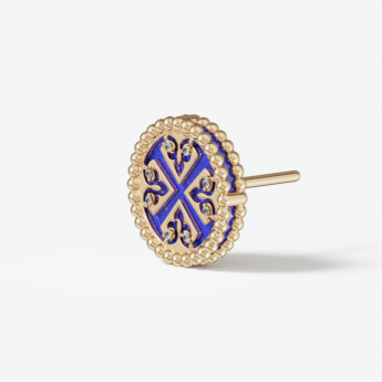 أقراط لايس بتيت من الذهب الأصفر مرصعة بالألماس واللازورد