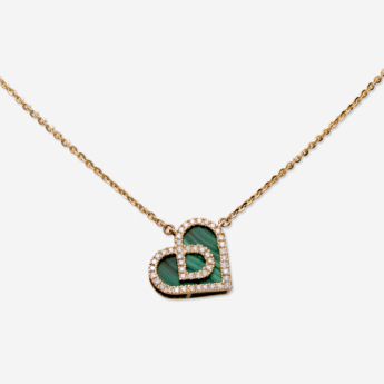 عقد لوف من داماس ذهب أصفر عيار 18 قيراط مرصّع بالملكيت والألماس