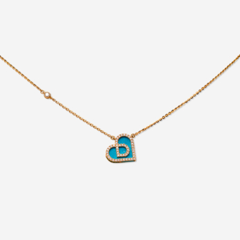 عقد لوف من داماس ذهب أصفر عيار 18 قيراط مرصّع بالفيروز والألماس
