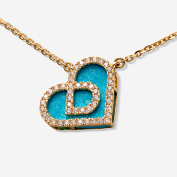 عقد لوف من داماس ذهب أصفر عيار 18 قيراط مرصّع بالفيروز والألماس