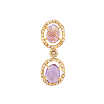 قلادة وأقراط ليجاسي من الذهب الأصفر عيار 22 قيراطًا مرصعة بالألماس والجمشت