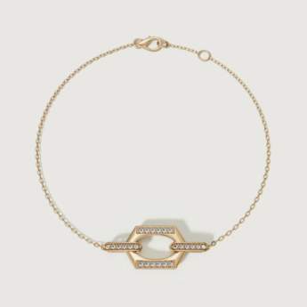 Links Single Diamond Motif Bracelet in 18K Yellow Gold