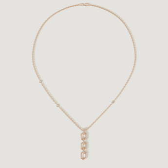 Links Pendant Chain Necklace in 18K Rose Gold With Diamonds
