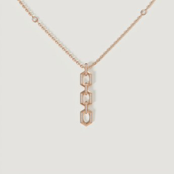 Links Pendant Chain Necklace in 18K Rose Gold With Diamonds
