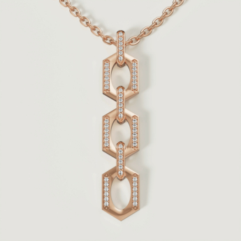 Links Pendant Chain Necklace in 18K Rose Gold With Diamonds
