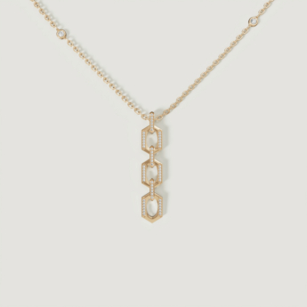 Links Pendant Chain Necklace in 18K Yellow Gold With Diamonds