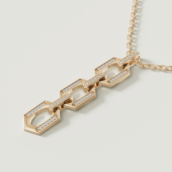Links Pendant Chain Necklace in 18K Yellow Gold With Diamonds